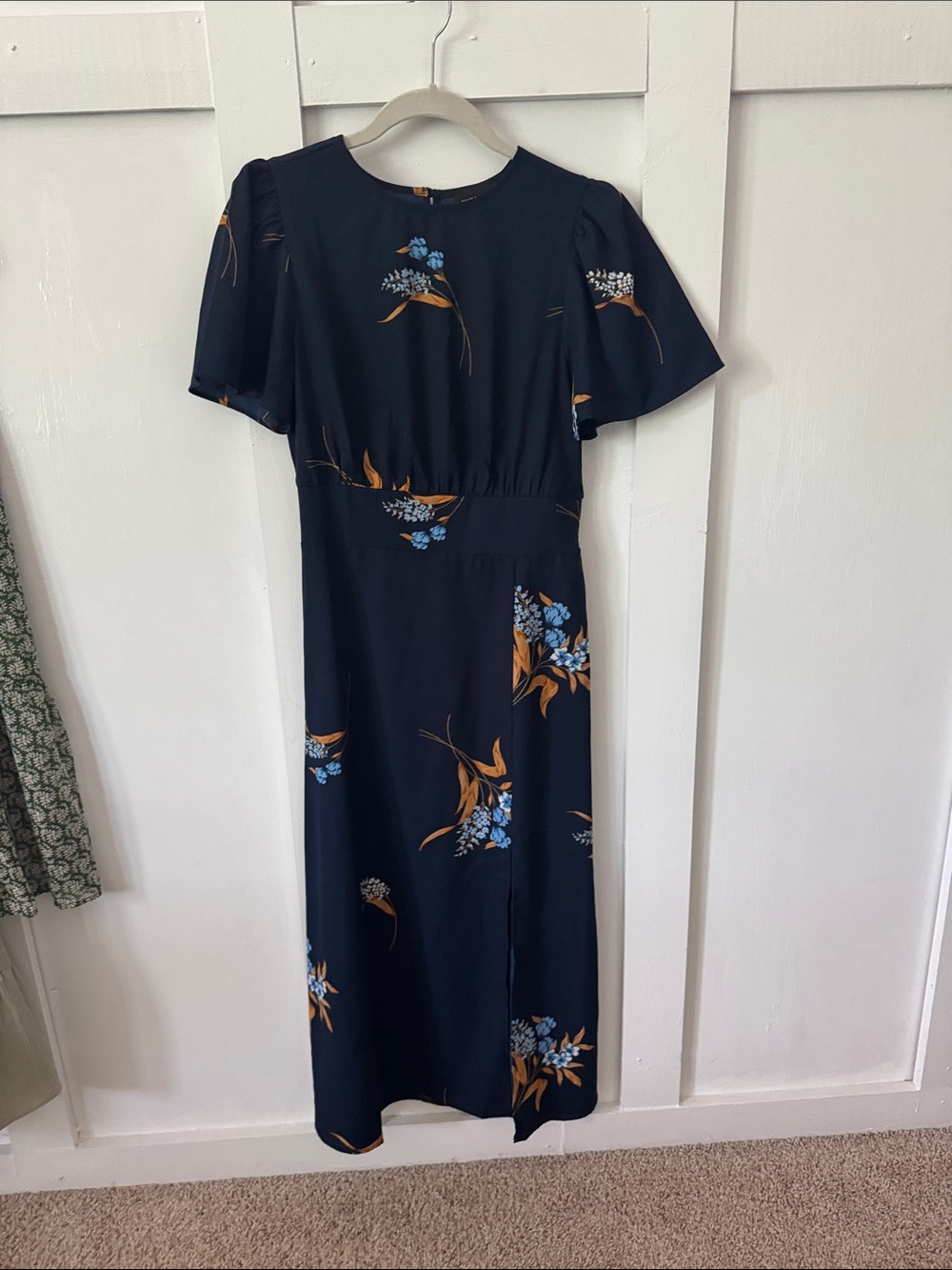 Sugarlips Navy Maxi Dress with Blue & Mustard Floral Print